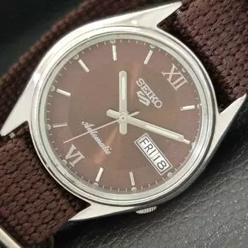 Б/У винтажные мужские часы SEIKO 5 AUTOMATIC 7S26A из Японии с коричневым циферблатом a433510-2 R117-a433510