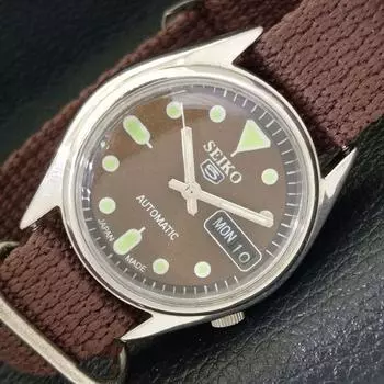 Б/У винтажные мужские часы SEIKO 5 AUTOMATIC 7S26A из Японии с коричневым циферблатом a433541-2 R117-a433541