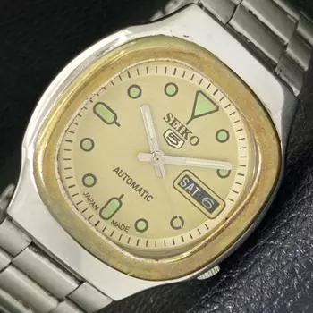 Б/У винтажные мужские часы SEIKO 5 AUTOMATIC 7009A из Японии с золотым циферблатом a433552-2 R117-a433552