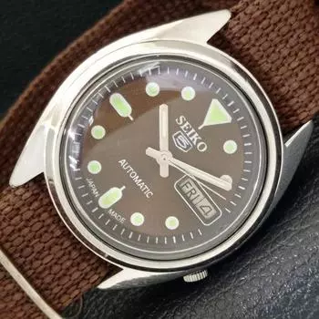 Б/У винтажные мужские часы SEIKO 5 AUTOMATIC JAPAN с коричневым циферблатом и функцией «День/дата» a433518-2 R117-a433518