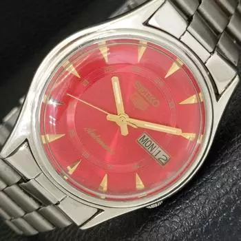 Б/У винтажные мужские часы SEIKO 5 AUTOMATIC 7019A из Японии с красным циферблатом a433456-2 R116-a433456
