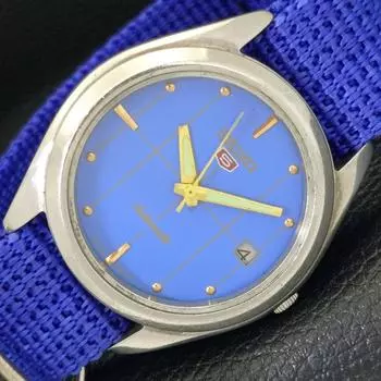 Б/У винтажные мужские часы SEIKO 5 AUTOMATIC 7025A из Японии с синим циферблатом a433607-2 R118-a433607
