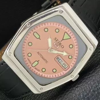 Б/У винтажные мужские часы SEIKO 5 AUTOMATIC 6309A из Японии с розовым циферблатом a433685-2 R118-a433685