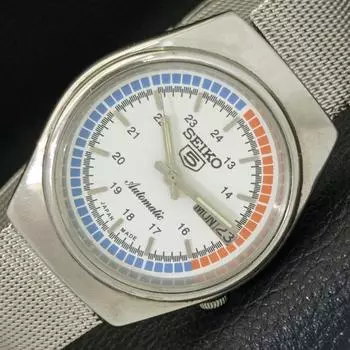 Б/У винтажные мужские часы SEIKO 5 AUTOMATIC JAPAN с белым циферблатом и указателем дня и даты a433841-2 R119-a433841