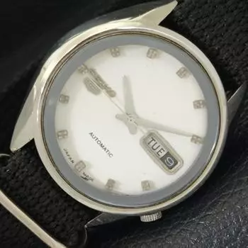 Б/У винтажные мужские часы SEIKO 5 AUTOMATIC 6119C из Японии с белым циферблатом a433810-2 R119-a433810