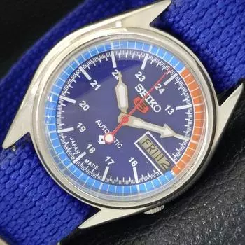 Б/У винтажные мужские часы SEIKO 5 AUTOMATIC 7019A из Японии с синим циферблатом a433814-2 R119-a433814