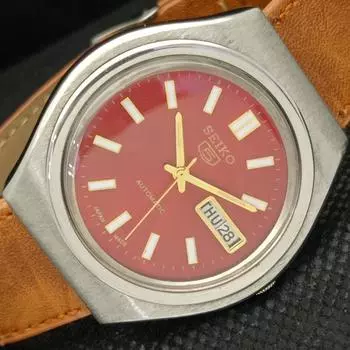 Б/У винтажные мужские часы SEIKO 5 AUTOMATIC 6309A JAPAN MENS DAY/DATE RED 589-a310794-9 SKU589-a310794