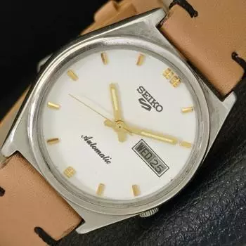 Б/У винтажные мужские часы SEIKO 5 AUTOMATIC 7009A из Японии с белым циферблатом a433211-2 R115-a433211
