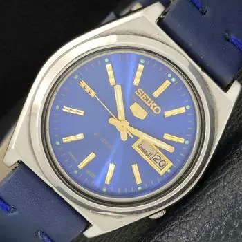Б/У винтажные мужские часы SEIKO 5 AUTOMATIC 7019A из Японии с синим циферблатом a433230-2 R115-a433230