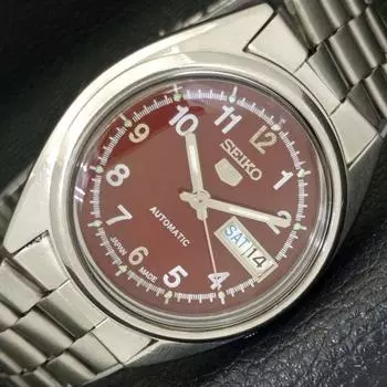 Б/У винтажные мужские часы SEIKO 5 AUTOMATIC 7S26A JAPAN с темно-бордовым циферблатом a433461-2 R116-a433461