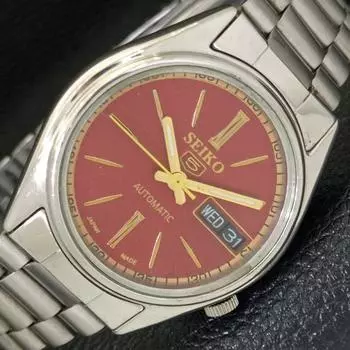 Б/У винтажные мужские часы SEIKO 5 AUTOMATIC 7S26A из Японии с красным циферблатом a433551-2 R117-a433551