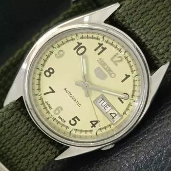 Б/У винтажные мужские часы SEIKO 5 AUTOMATIC 7S26A из Японии с кремовым циферблатом a433533-2 R117-a433533