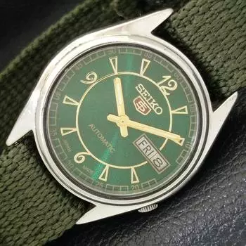 Б/У винтажные мужские часы SEIKO 5 AUTOMATIC 7019A из Японии с зеленым циферблатом a433425-2 R116-a433425
