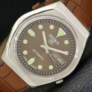 Б/У винтажные мужские часы SEIKO 5 AUTOMATIC 7019A из Японии с коричневым циферблатом a433517-2 R117-a433517
