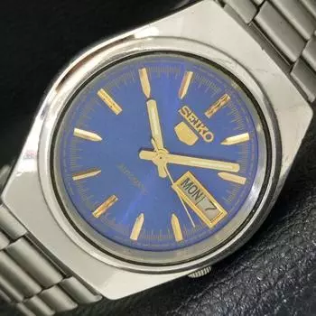 Б/У винтажные мужские часы SEIKO 5 AUTOMATIC 7009A из Японии с синим циферблатом a433465-2 R116-a433465