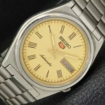 Б/У винтажные мужские часы SEIKO 5 AUTOMATIC 7009A из Японии с золотым циферблатом a433460-2 R116-a433460