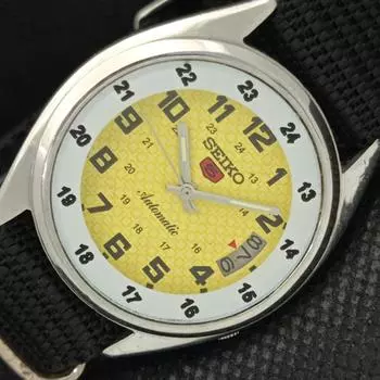 Б/У винтажные мужские часы SEIKO 5 AUTOMATIC 7009A JAPAN с датой и желтыми часами 595a-a312315-2 SKU595a-a312315