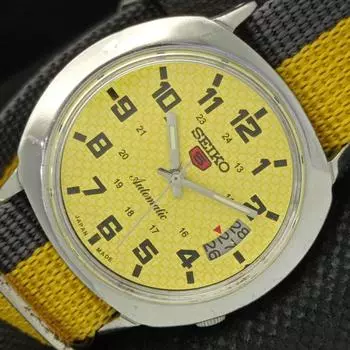 Б/У винтажные мужские часы SEIKO 5 AUTOMATIC 7009A JAPAN с датой и желтыми часами 595a-a312328-9 SKU595a-a312328