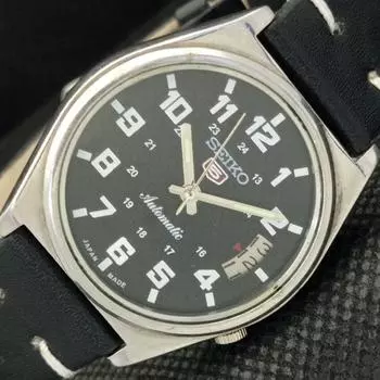 Б/У винтажные мужские часы SEIKO 5 AUTOMATIC 7009A JAPAN MENS DATE BLACK WATCH 588c-a313902-9 SKU588c-a313902
