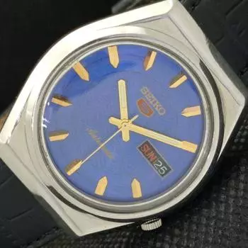 Б/У винтажные мужские часы SEIKO 5 AUTOMATIC JAPAN MENS DAY/DATE BLUE 603-a313752-2 SKU603-a313752
