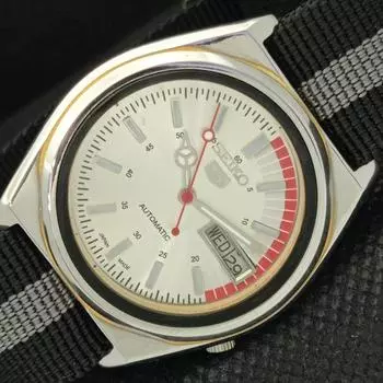 Б/У винтажные мужские часы SEIKO 5 AUTO 7019A из Японии с серебряным механизмом и функцией «день/дата» 594a-a311642-9 SKU594a-a311642