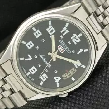 Б/У винтажные мужские часы SEIKO 5 AUTO 7019A из Японии с датой черного цвета 596-a312719-2 SKU596-a312719