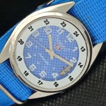 Б/У винтажные мужские часы SEIKO 5 AUTOMATIC 7S26A JAPAN DATE BLUE WATCH 593a-a311286-9 SKU593a-a311286