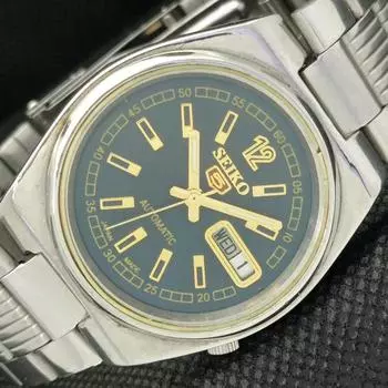 Б/У винтажные мужские часы SEIKO 5 AUTOMATIC JAPAN MENS DAY/DATE BLUE 596-a312801-2 SKU596-a312801