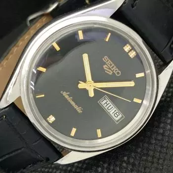 Б/У винтажные мужские часы SEIKO 5 AUTOMATIC 6309A JAPAN DAY/DATE черного цвета a316790-9 SKU608h-a316790