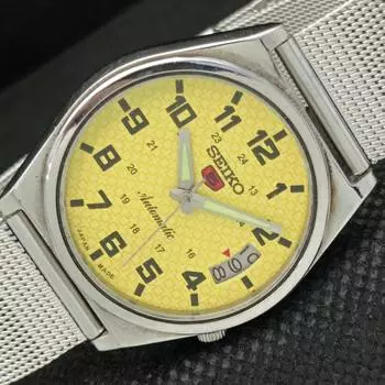 Б/У винтажные мужские часы SEIKO 5 AUTOMATIC 7009A из Японии с датой и желтыми часами 595a-a312317-2 SKU595a-a312317