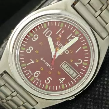 Б/У винтажные мужские часы SEIKO 5 AUTO 7009A из Японии с красными часами с надписью «День/дата» 621b-a413547-2 SKU621b-a413547