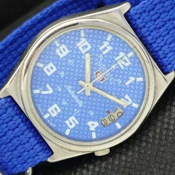 Б/У винтажные мужские часы SEIKO 5 AUTOMATIC JAPAN DATE BLUE WATCH 595a-a312322-9 SKU595a-a312322