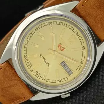 Б/У винтажные мужские часы SEIKO 5 AUTO 7019A из Японии, день/дата, золотистые, 595a-a312350-9 SKU595a-a312350