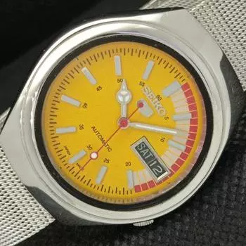Б/У винтажные мужские часы SEIKO 5 AUTO 7019A из Японии с функцией «день/дата» желтого цвета 594a-a311681-2 SKU594a-a311681