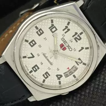 Б/У винтажные мужские часы SEIKO 5 AUTOMATIC 7009A из Японии с серебряным механизмом и датой 595a-a312307-2 SKU595a-a312307