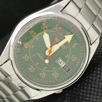 Б/У винтажные мужские часы SEIKO 5 AUTOMATIC 6309A из Японии, зеленые, 621b-a413553-2 SKU621b-a413553