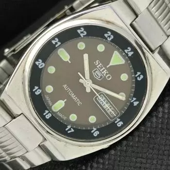 Б/У винтажные мужские часы SEIKO 5 AUTOMATIC JAPAN MENS DAY/DATE BROWN WATCH 588a-a310173-2 SKU588a-a310173