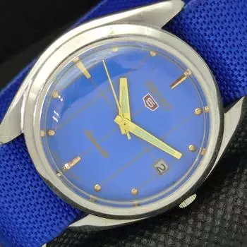 Б/У винтажные мужские часы SEIKO 5 AUTOMATIC 7009A JAPAN MENS DATE BLUE WATCH 595a-a312302-9 SKU595a-a312302