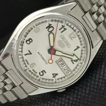 Б/У винтажные мужские часы SEIKO 5 AUTO 7S26B из Японии D/D белого цвета 594a-a311643-2 SKU594a-a311643