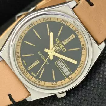 Б/У винтажные мужские часы SEIKO 5 AUTOMATIC JAPAN DAY/DATE черного цвета 595a-a312372-9 SKU595a-a312372