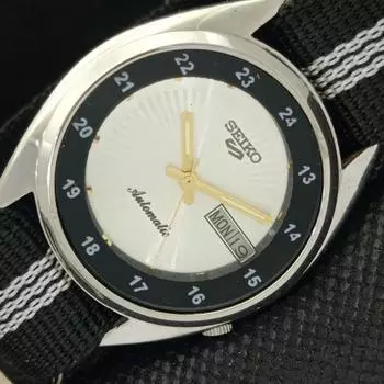 Б/У винтажные мужские часы SEIKO 5 AUTOMATIC JAPAN MENS DAY/DATE SILVER 593a-a311315-2 SKU593a-a311315