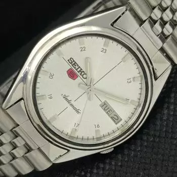 Б/У винтажные мужские часы SEIKO 5 AUTO 7019A из Японии D/D, серебряные, 593a-a311337-2 SKU593a-a311337