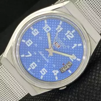 Б/У винтажные мужские часы SEIKO 5 AUTOMATIC 7019A из Японии с датой, синие, 595c-a319236-9 SKU595c-a319236