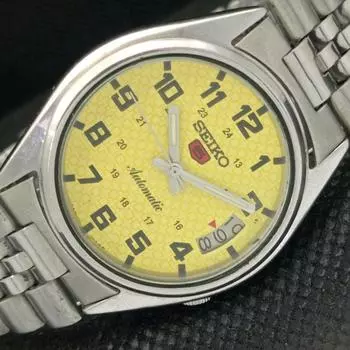 Б/У винтажные мужские часы SEIKO 5 AUTOMATIC 7019A из Японии с датой и желтыми часами 593a-a311294-9 SKU593a-a311294