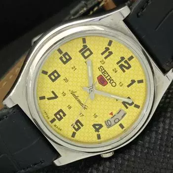 Б/У винтажные мужские часы SEIKO 5 AUTOMATIC 7009A JAPAN MENS DATE YELLOW WATCH 588a-a310106-6 lot588a-a310106