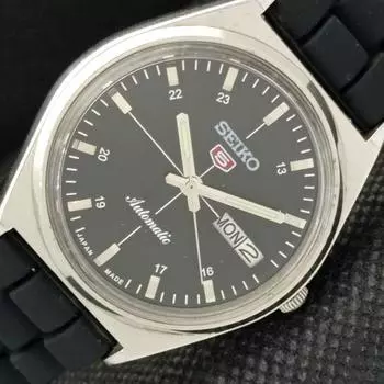 Б/У винтажные мужские часы SEIKO 5 AUTOMATIC JAPAN DAY/DATE черного цвета 608b-a315255-9 SKU608b-a315255