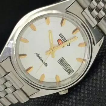 Б/У винтажные мужские часы SEIKO 5 AUTOMATIC JAPAN MENS DAY/DATE SILVER 604-a314005-9 SKU604-a314005