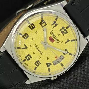 Б/У винтажные мужские часы SEIKO 5 AUTOMATIC 7009A JAPAN с датой и желтыми часами 595a-a312326-9 SKU595a-a312326