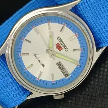 Б/У винтажные мужские часы SEIKO 5 AUTO 7009A из Японии с серебряным механизмом и функцией «день/дата» 593a-a311324-9 SKU593a-a311324