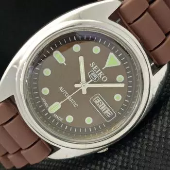 Б/У винтажные мужские часы SEIKO 5 AUTOMATIC JAPAN MENS DAY/DATE коричневые 596-a312788-9 SKU596-a312788